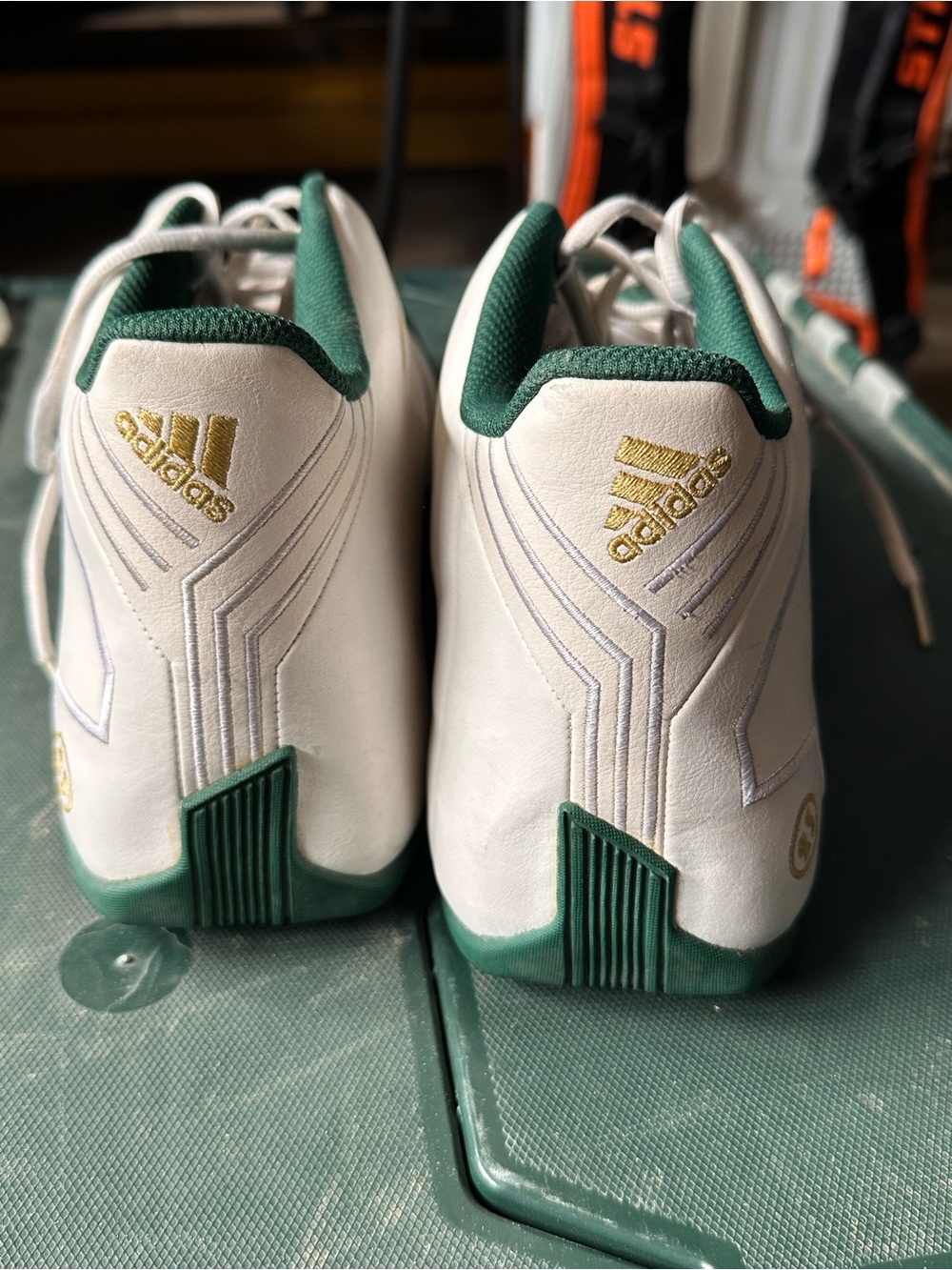 adidas Kids White Sneakers with Green and Gold Accents